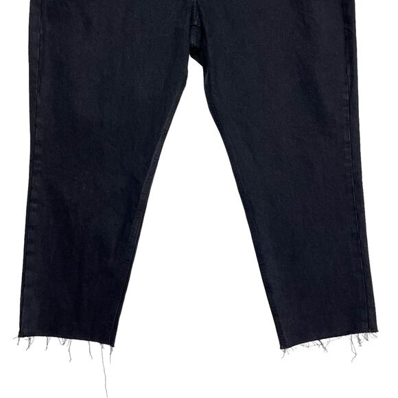 Old Navy Sky Hi Straight Jeans Sz 18 Black Raw Hem Button Fly Rigid Denim - Picture 3 of 8